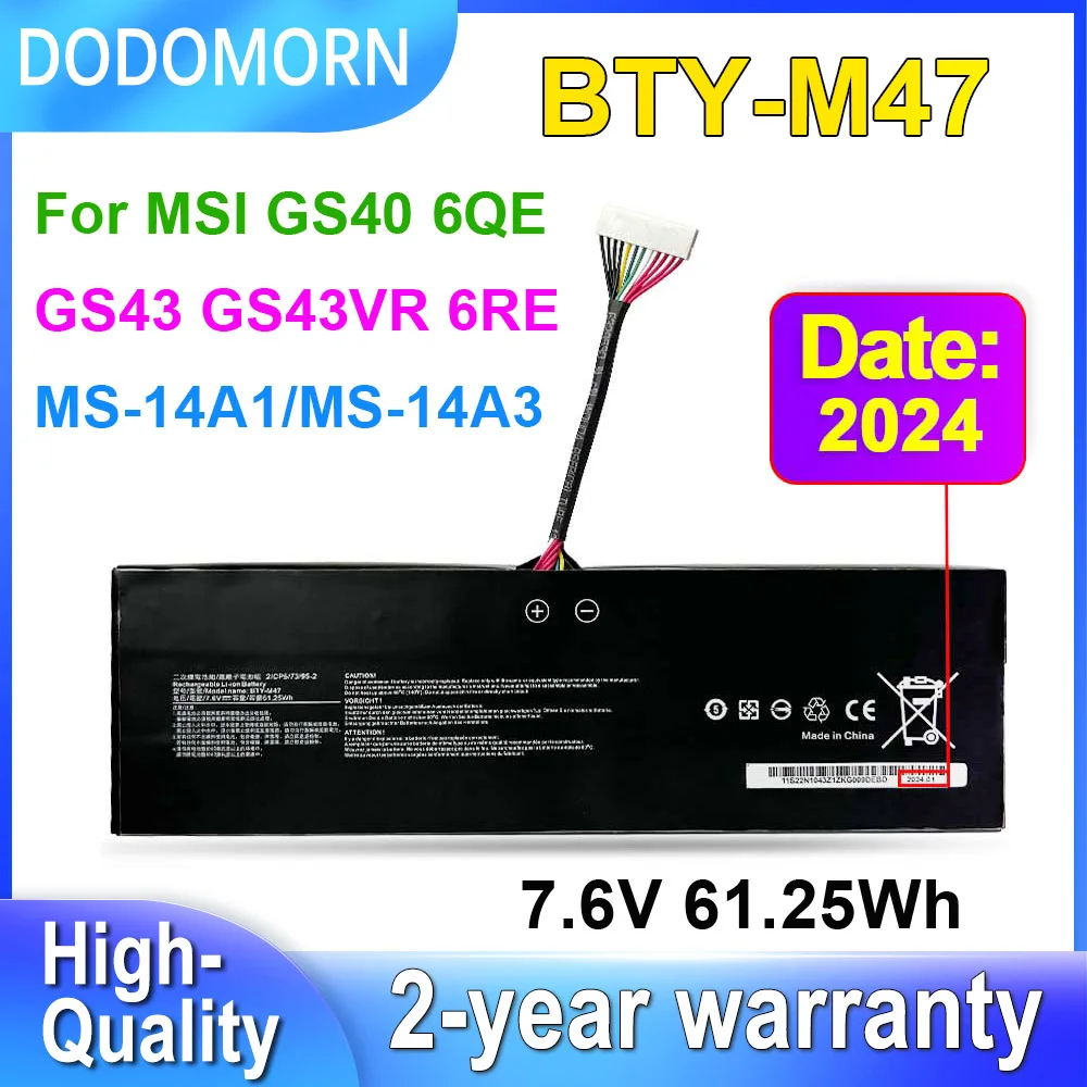 DODOMORN BTY-M47 Аккумулятор для ноутбука MSI GS40 GS43 GS43VR 6QE-006XCN 6QE-009XTH MS-14A1 MS-14A3 7 6 В 61 25 Втч