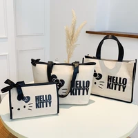 hellokitty sanrio 2022 summer shoulder portable large capacity tote bag cartoon canvas shopping handbag mommy yoga bag designer
