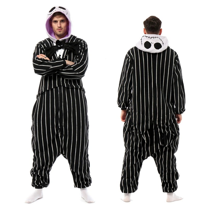 Adult Skeleton Onesie Women Men Kigurumis Animal Cartoon Pajama Homewear Halloween Cosplay Party Costume