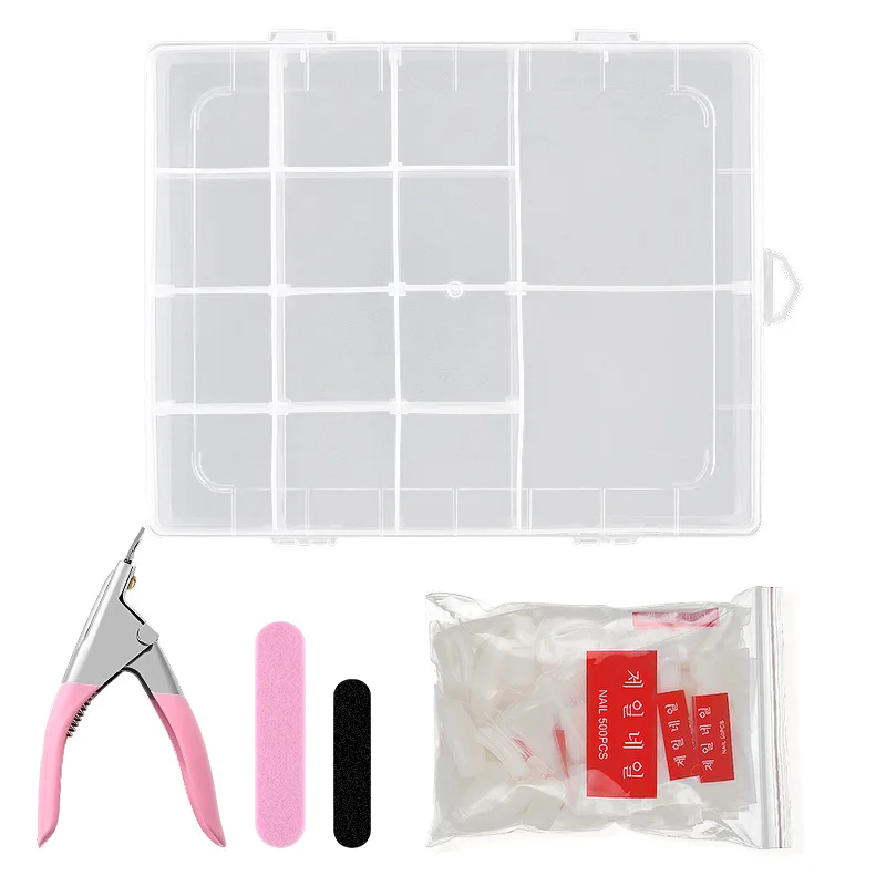 

1 Box +500/100pcs Tips Transparent Half Cover False French Nail Art Artificial Acrylic Gel UV Manicure Design Set DIY Tool TSLM1