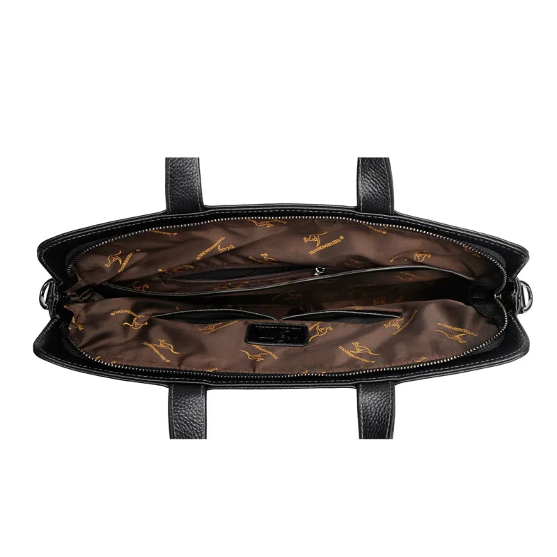 Business Genuine Leather Men's Briefcase Black Cowhide Handbag Large Capacity Laptop Computer Bag Male Shoulder Messenger Bag