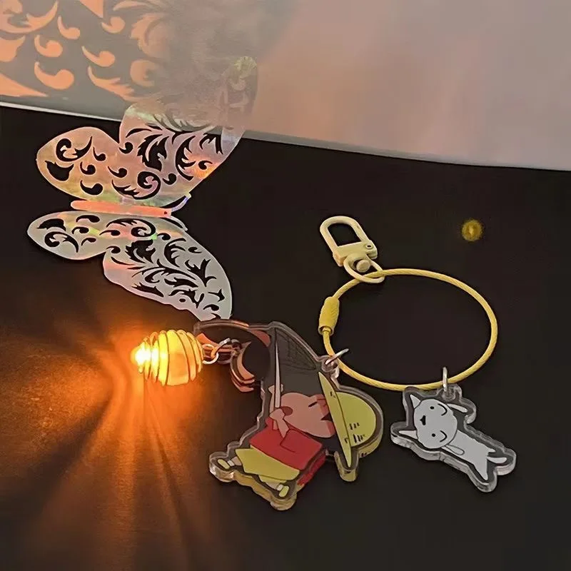 

Брелок для ключей в стиле Аниме Crayon Shin-chan, детская светящаяся игрушка, светящиеся светлячки, милые Креативные светящиеся бриллианты, портативная Подвеска для сумки