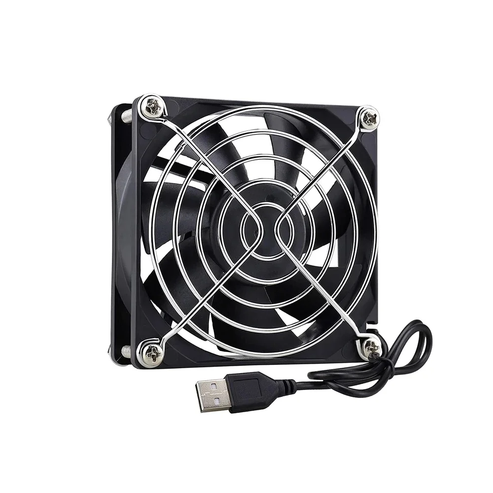 DC 5V 80mm USB Fan 80x80x25mm 8025 Brushless Computer Case Cooling With Metal Grill | Integrated Circuits
