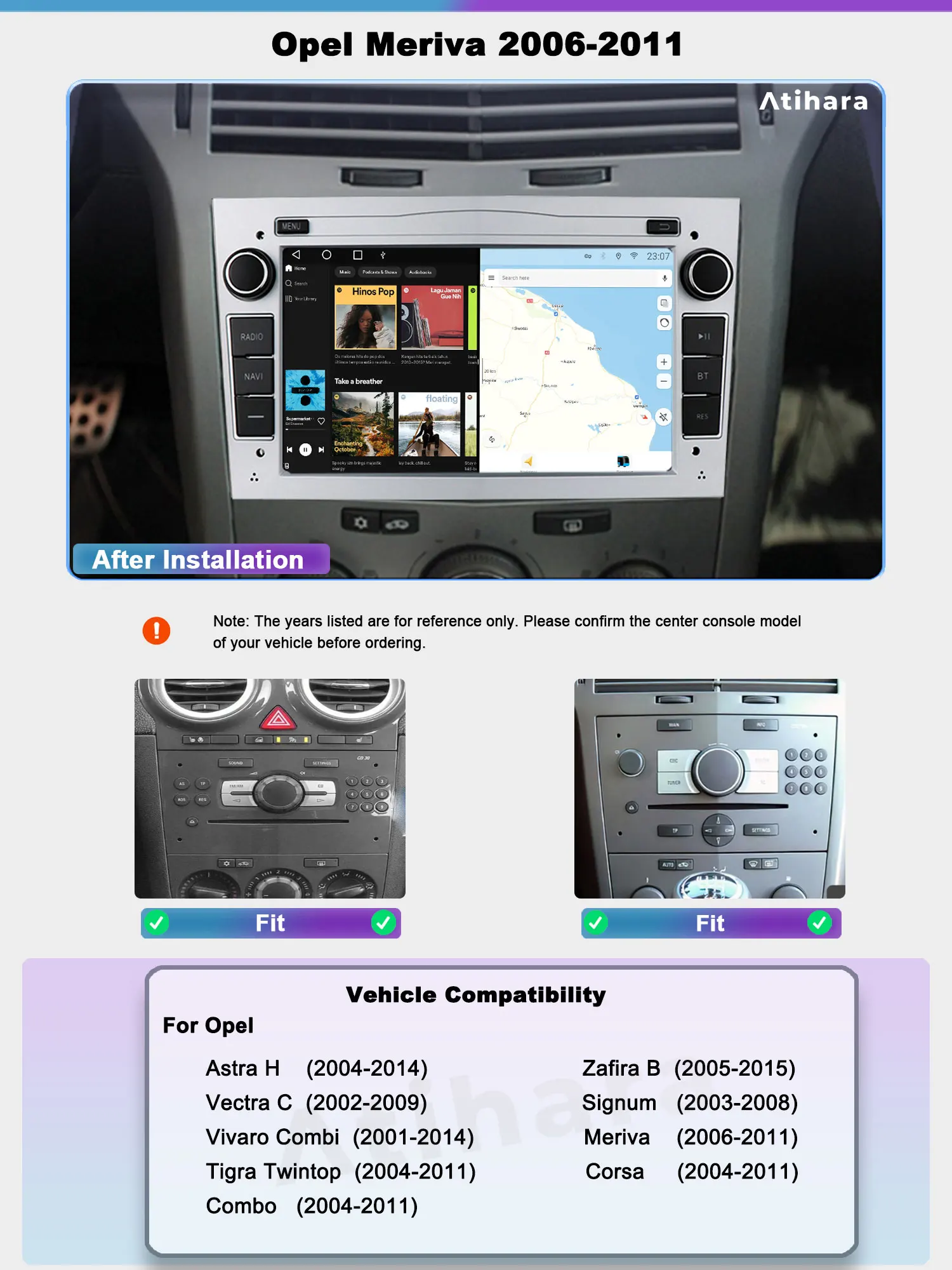 Atihara 7 &quotAndroid Carplay авто радио для Opel Meriva 2006-2011 WIFI + 4G GPS мультимедийный видеоплеер AM/FM