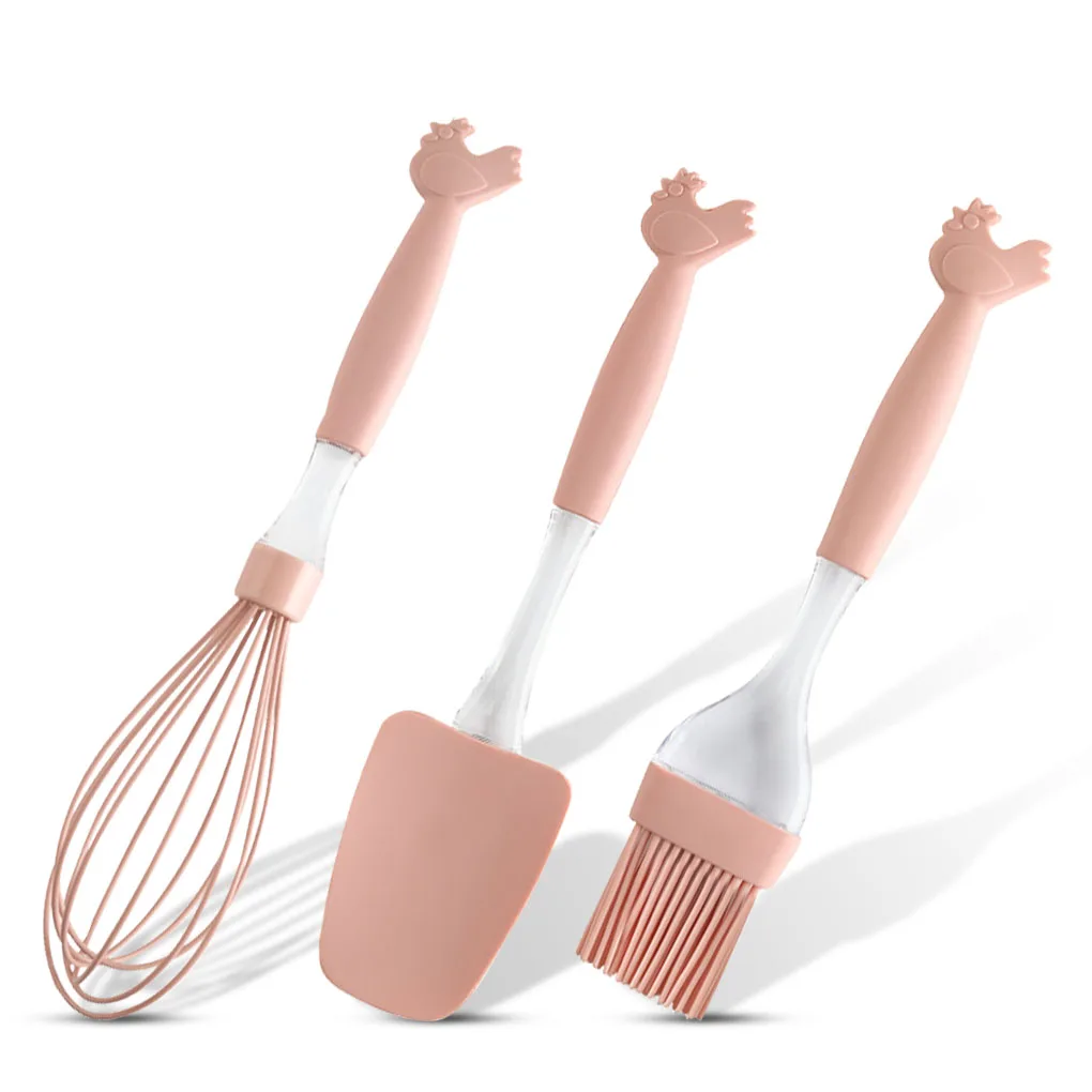 

3Pcs/set Silicone Spatula Brush Whisk Baking Tools Accessories Kitchen Utensils Silicone Cooking