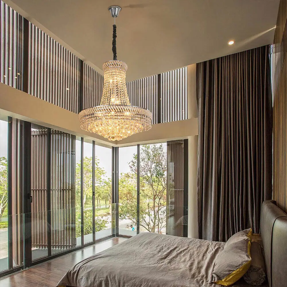 

French Empire Crystal Chandelier Modern Hanging Lamp Elegant Pendant Light Home Lving Room Fixture Decor