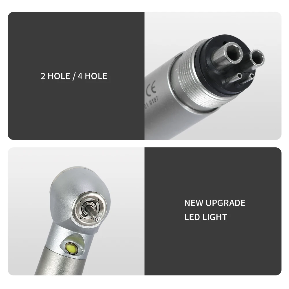 Dental High Speed Handpiece E-generator LED Light Ceramic Bearing Push Button 4 Water Spray 2 Holes / 4 Holes Optional