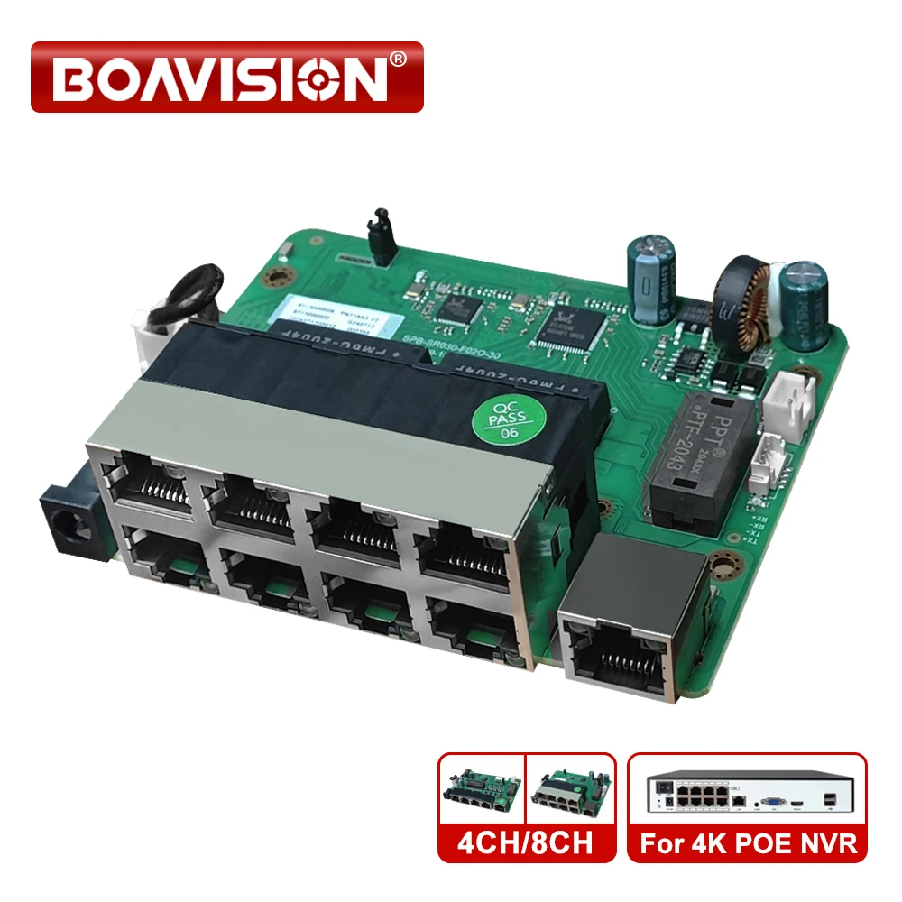 BOAVISION PN114NVR4/PN118NVR8 4K POE NVR Коммутатор Ethernet