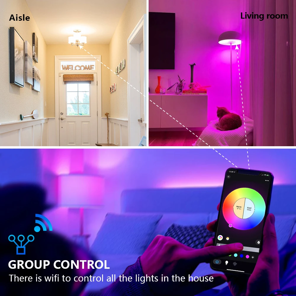 WiFi RGB E27 светодиодная смарт-лампочка AC 220V 10W регулируемая лампочка Smart Life App Control