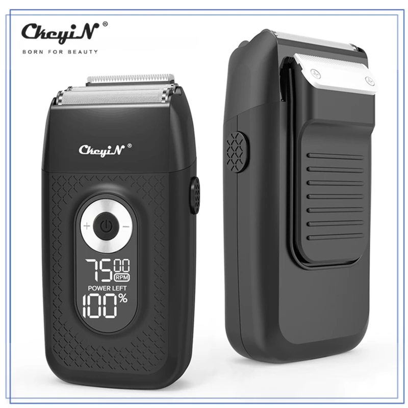 

Электрическая сабельная бритва CkeyiN для мужчин с ЖК-дисплеем и триммером для волос, Водонепроницаемая бритва с низким уровнем шума и титановыми лезвиями для бороды