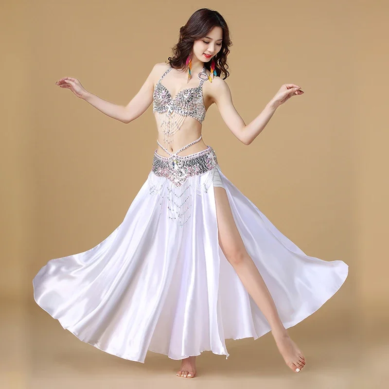 

Belly Dance Costume Indian dance 3pcs Bra&Belt&Skirt Sexy Dancing women dance clothes Set bellydance wear 8 color for selection