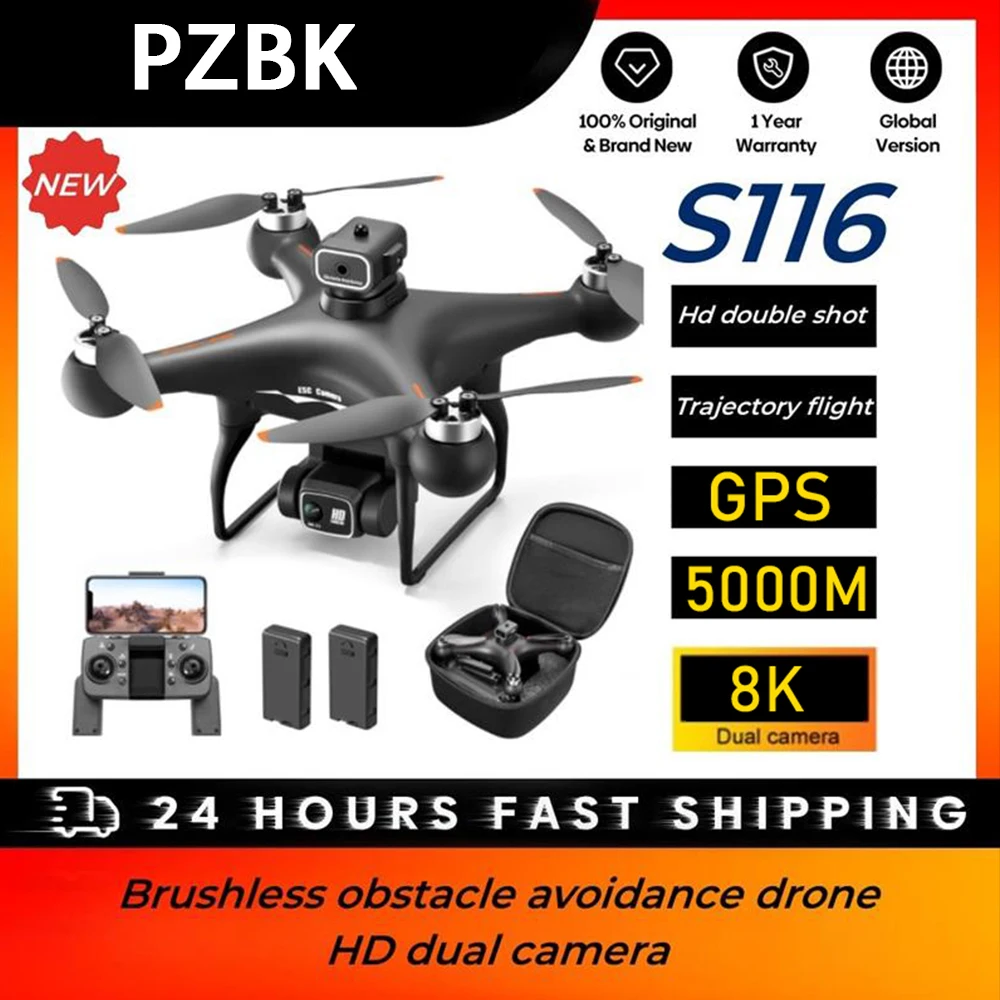 

PZBK S116 Drone RC Quadcopter Profissional Obstacle Avoidance Camera GPS 8K Optical Flow Brushless Motor Dron Helicopter 5KM