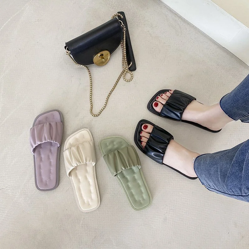 

French senior sense flat slippers ladies summer outdoor wear outdoor fairy 2023 new super fire beach shoes fashion pregnantwomen