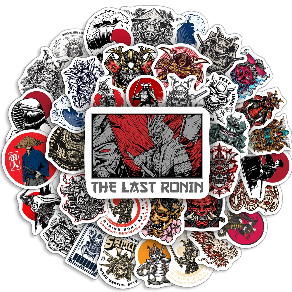 10/25/50Pcs Japanese Samurai Characters Cool Waterproof Stickers DIY Skateboard Laptop Luggage Water Cup Bike Motorcycle Phone