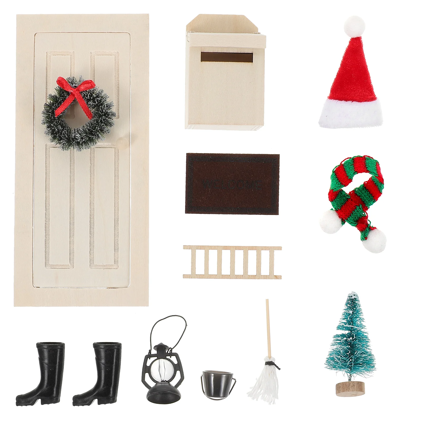 

Christmas Door Decorations Ornamentfor Supplies Party Fairy Wooden Santa Chrismtas Mini Props Decor Miniatures Entry Tiny Elves