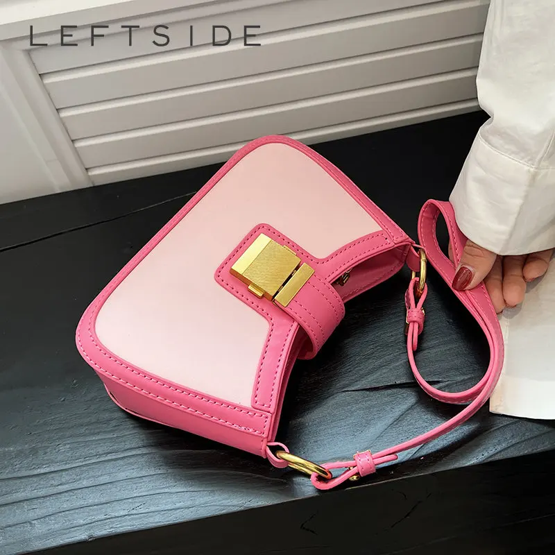 

Solid Color Small PU Leather Shoulder Bags for Women LEFTSIDE Hit Trend Handbags and Purses Travel Lady Fashion Crossbody Bag