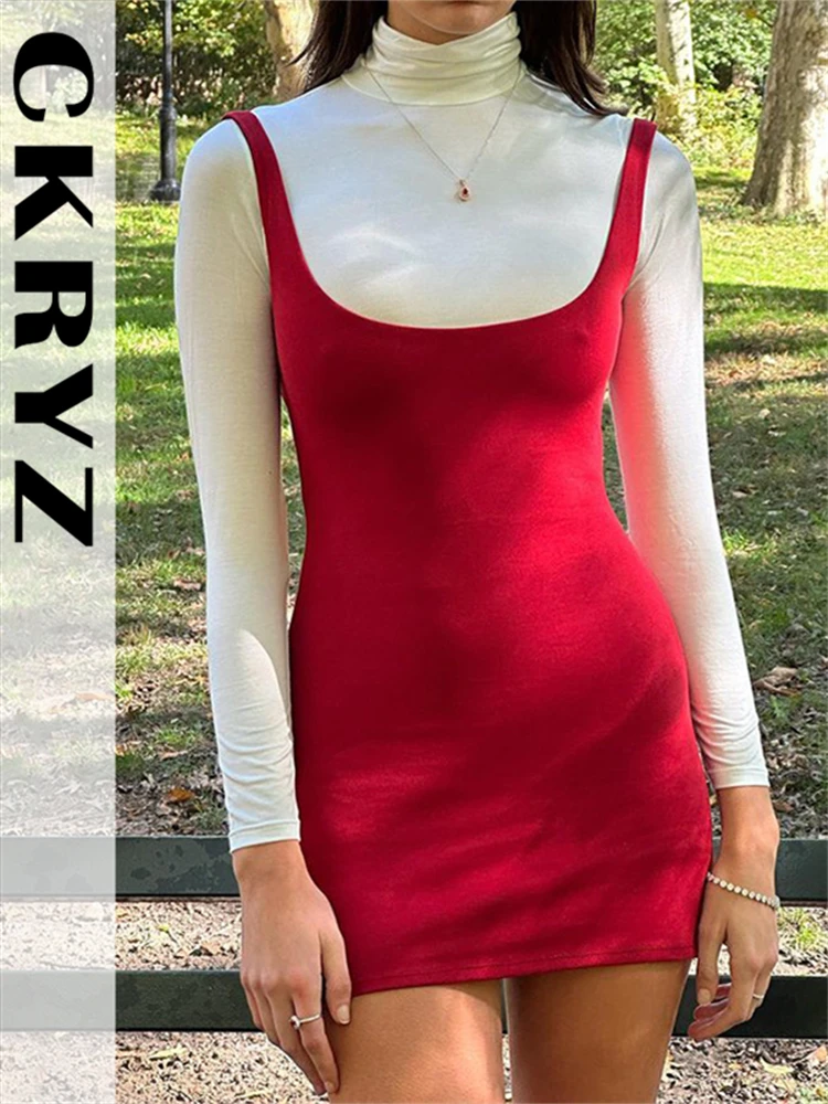 

Ladies Autumn Long Sleeve High Neck Bodycon Patchwork New Fashion Sexy Mini Dresses For Women Christmas Holiday Club Streetwear