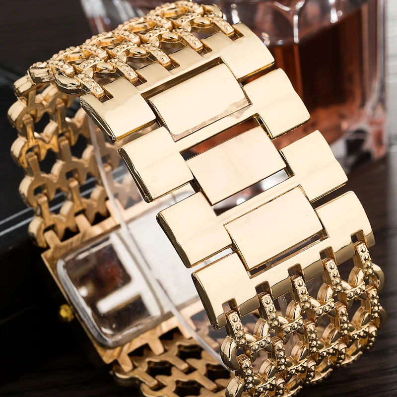 2022 Women watch gold/rose gold rhinestones watch dial square face top hot designer ladies wristwatch dropship relogio feminino