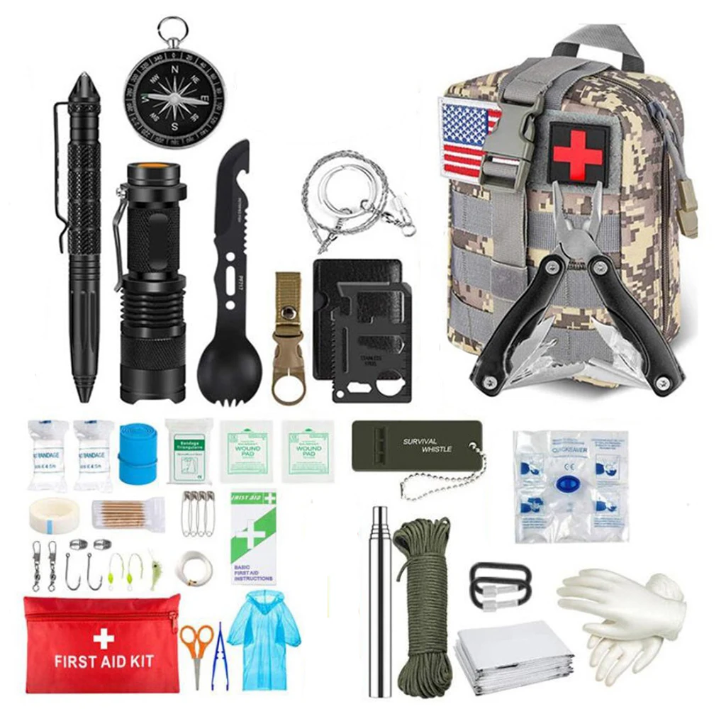   Survival First Aid Kit Survival Military Full Set Molle Outdoor Gear Emergency Kits Trauma Bag Camping Hiking IFAK Adventures 