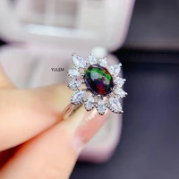 natural opal woman rings change fire color mysterious 925 silver adjustable size 68mm