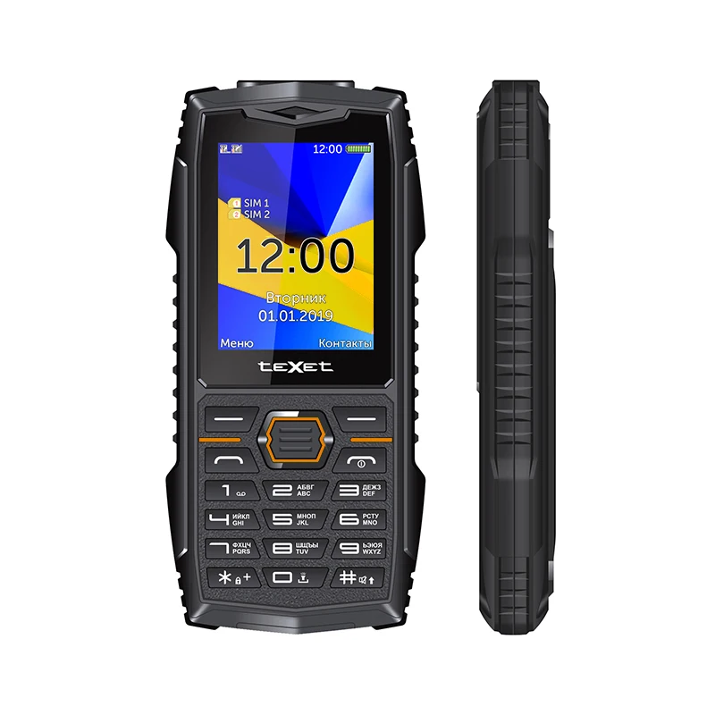 2022 New Arrive TEXET English Russian Keyboard Botton Cellphone 1700mAh EU Charger Strong Flashlight Waterproof Mobile Phone