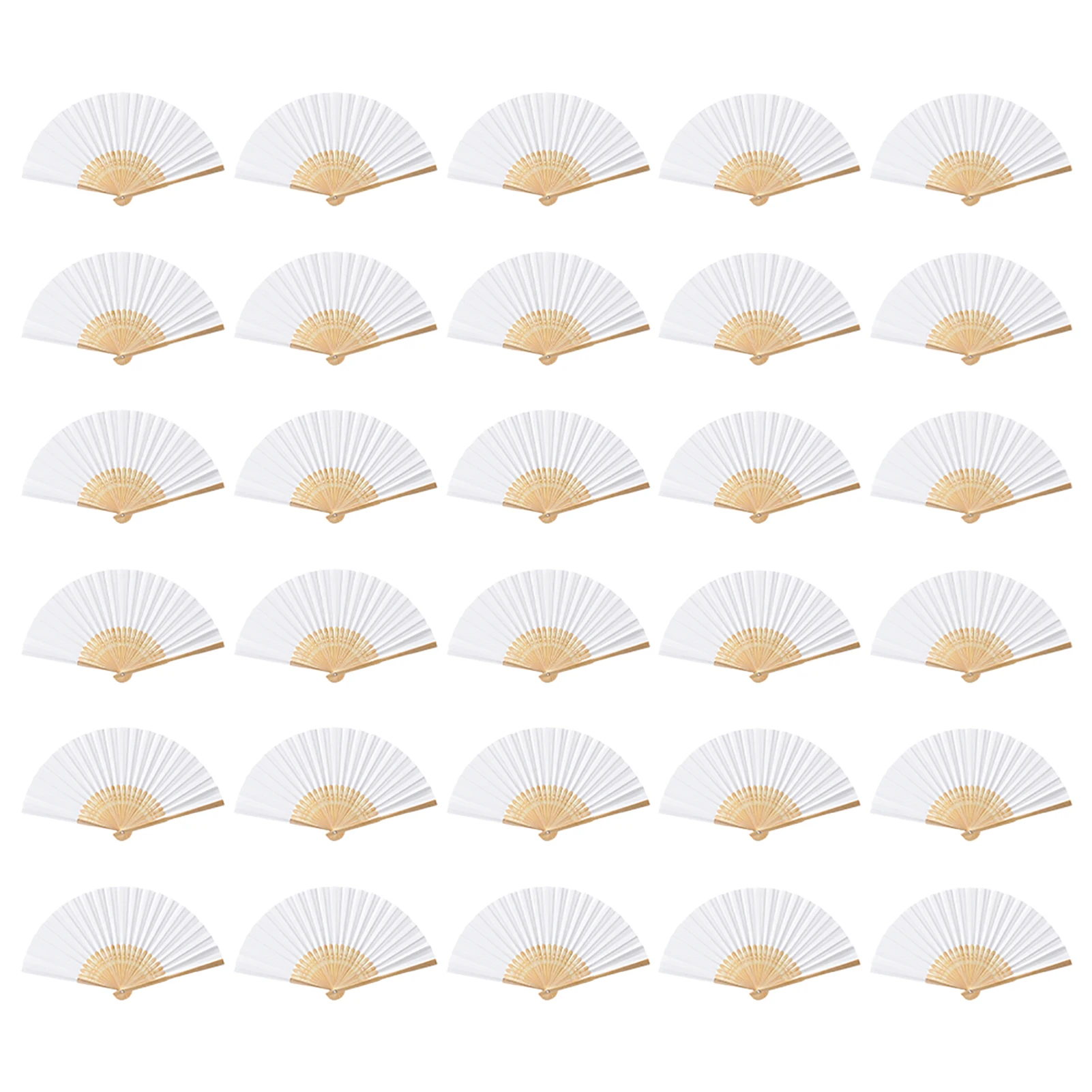 

30pcs Decoration Chinese Style Home White Paper Wedding DIY Folding Fan Painting 7inch Party Hand Held Kids Adults Dancing