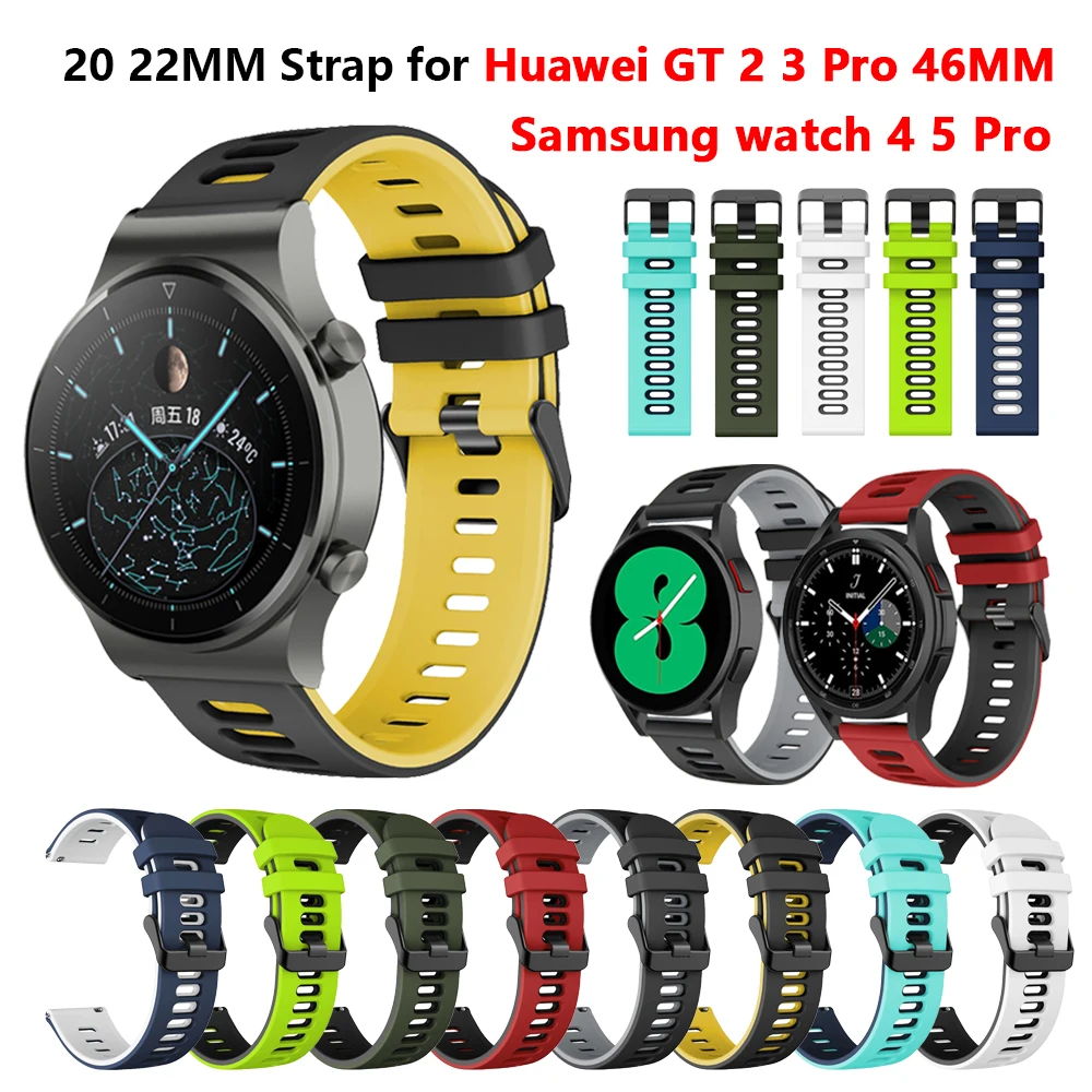 20 22mm Silicone Smart Watch Band Strap for Huawei Watch GT2 Pro GT 3 46mm Watchband Bracelet for Samsung Galaxy Watch 4 Correa