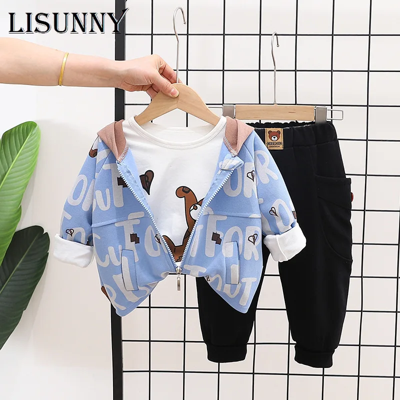 

Весна 2022, комплекты одежды для маленьких мальчиков, наряды для младенцев, детская одежда, пальто с мультяшным медведем для новорожденных, фу...