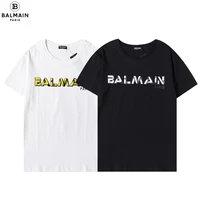 s 4xl balmain unisex tees mens and womens letter printed round neck short sleeve all match t shirt