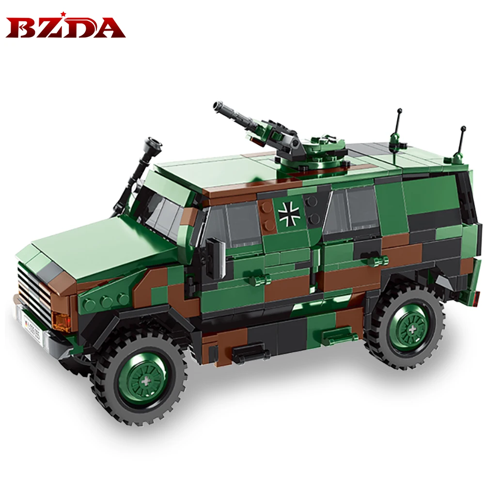 

BZDA Military WW2 German High-Tech Armored Vehicle Bricks VK 1602 Leopard Tank Military Model Blocks Toys For Kid Christmas Gift
