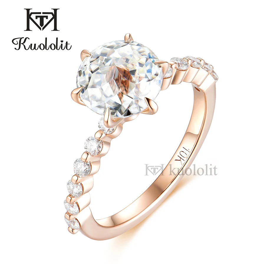Kuololit натуральные бриллианты 18K розовое золото кольца для женщин круглый 2CT