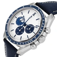 omg luxury top brand speedmaster silver award mens watch 42mm case blue nylon fabric strap moon mens wrist watch