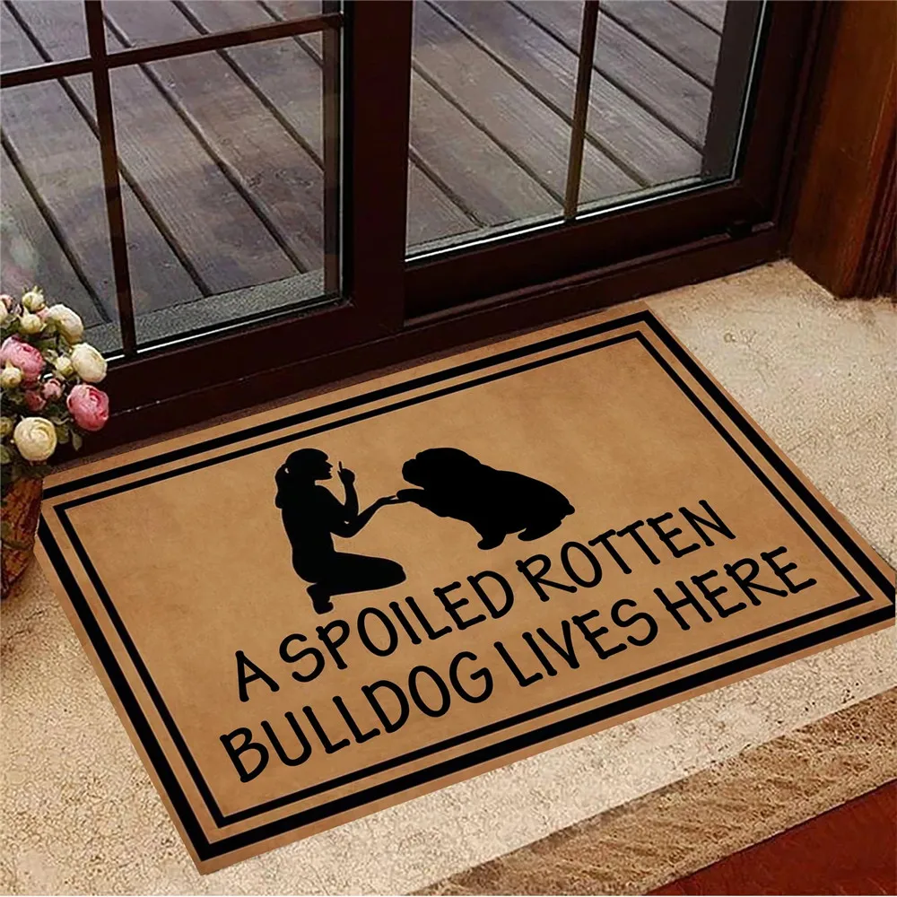 

Забавный Придверный коврик CLOOCL для собаки, испорченный грязный бульдог, живет здесь, Придверные коврики, фланелевый внутренний фон, кухонны...