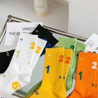 skateboard funny fashion trend woman socks college style digital candy color cotton soft tube socks european and american street