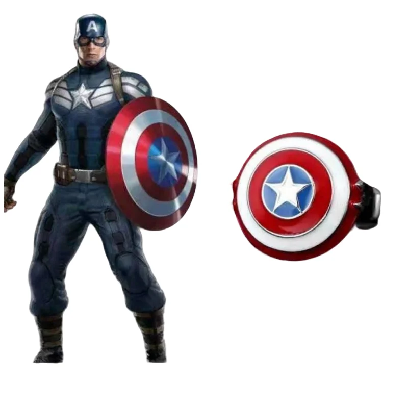 

Marvel Anime Captain America Fashion Peripheral Shield Ring Opening Adjustable Creative Color Personality Ring Hip-hop Jewelry
