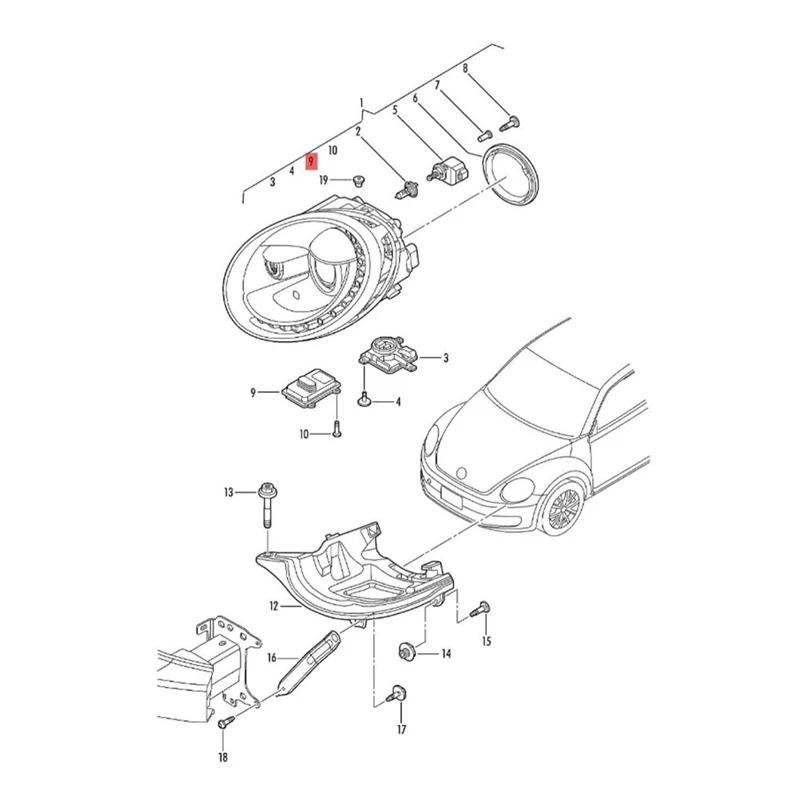 Фото 177310-20AA Φ модуль фары 4H0907472F для VW Golf GTI Jetta A8 S8 10-19 дневные ходовые огни, детали блока управления №3