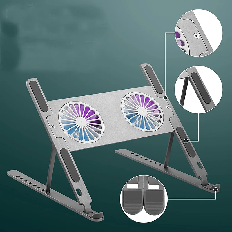 Aluminum Laptop Cooling Stand for Notebook Laptop Cooling Pad with 2 Cooling Fans Air Cooler Laptop Support Holder Base Aluminum Laptop Cooling Stand for Notebook Laptop Cooling Pad with 2 Cooling Fans Air Cooler Laptop Support Holder Base