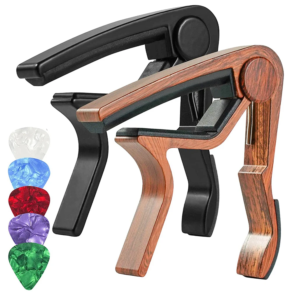 

2Pcs Guitar Capo Clip Tuning Clamp With 5 Picks 0.71mm Guitar Picks For Acoustic Electric Guitars Random Color