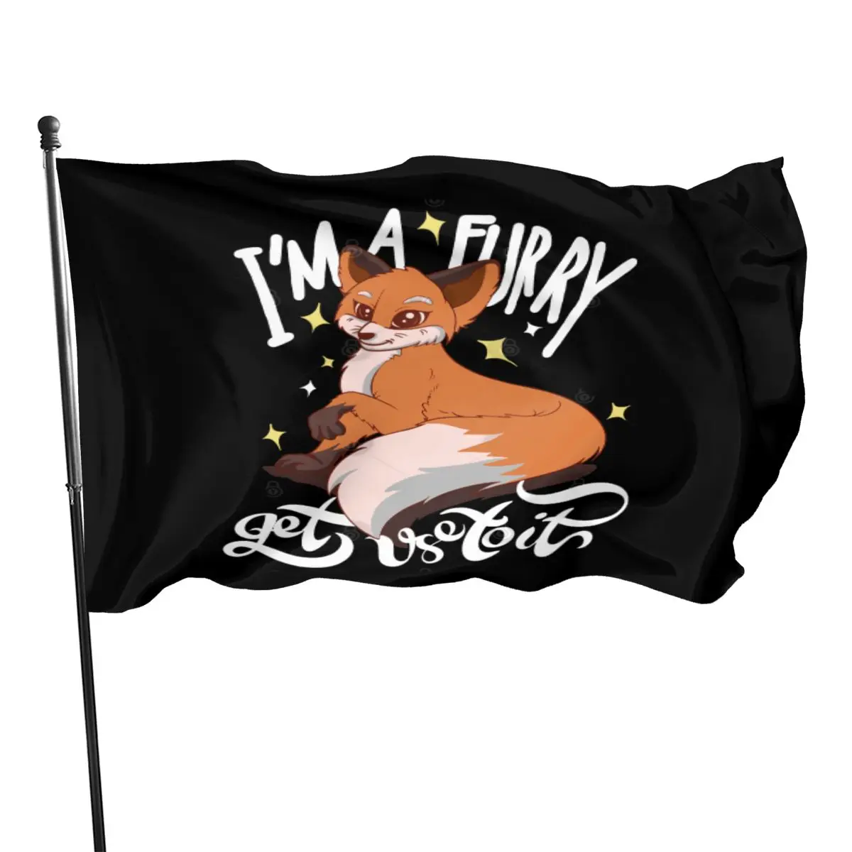 

Cute Fox Gift Get Funny Black Gifts Women Men Fashion Flag Polyester with Brass Buttonhole Party Indoor and Outdoor Decoration