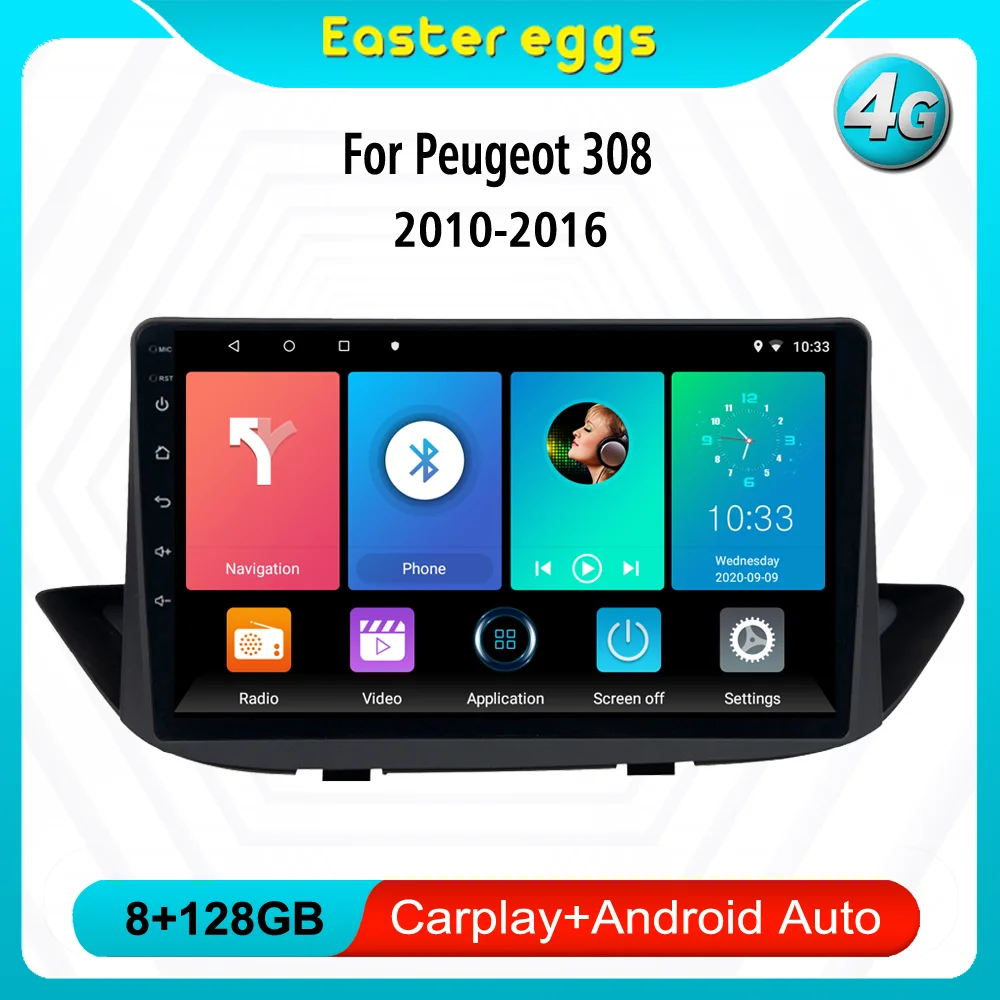 

9 Inch 2 Din Android Car Radio For Peugeot308 2010-2016 WIFI GPS Navigation FM Bluetooth Stereo Car Multimedia Player