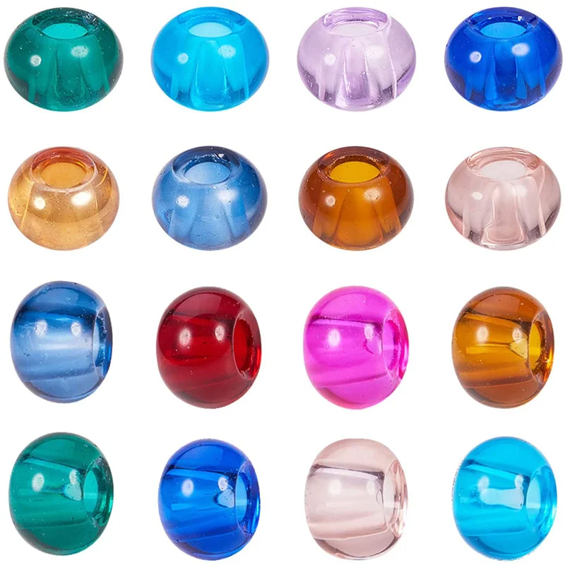 

10Pcs Clear Color Glass Beads Murano Charms 15mm Big Round Chain Spacer Beads fit Pandora Bracelet Necklace Women Jewelry Making