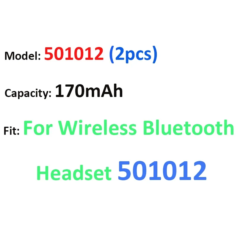 Аккумулятор для беспроводной Bluetooth-гарнитуры TWS 501012 170 мАч 2 шт