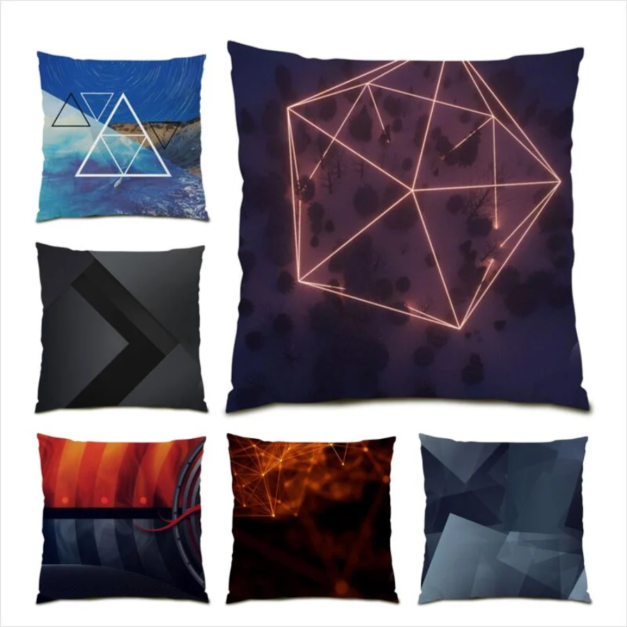 

45x45 Living Room Decoration Abstract Cushion Cover 45x45 Luxury Geometric Throw Pillow Covers Color Geometry Simple Sofa E0656