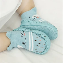 Детские носки с резиновой подошвой, осенне-зимние носки для новорожденных, нескользящие носки с мягкой подошвой, 2021