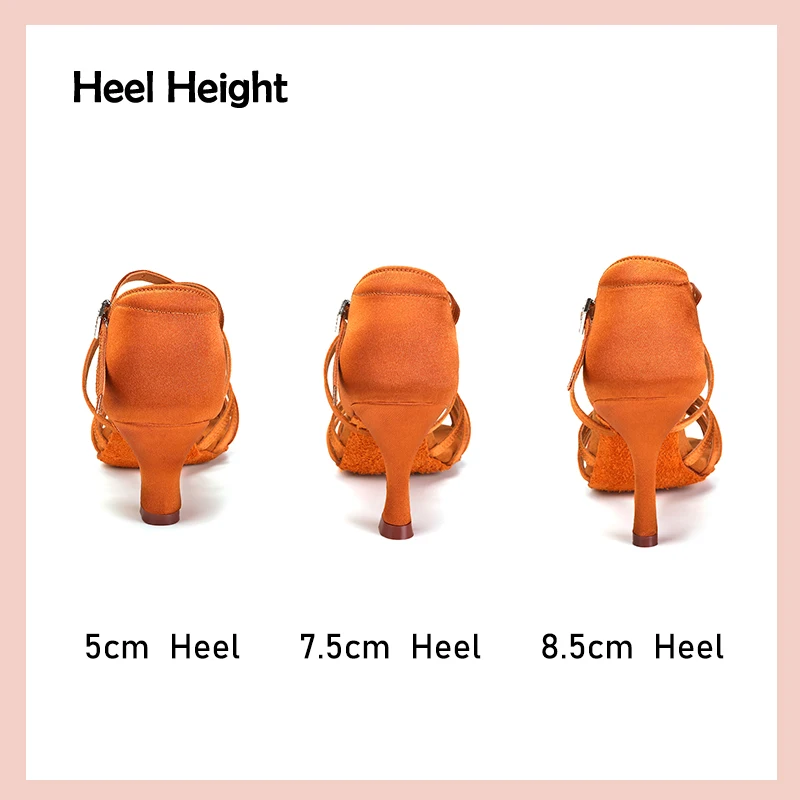 DKZSYIM New Latin Dance Shoes Women High Heel Satin Dancing Shoes lady Dance Shoes heeled 5cm-8.5cm Girls Salsa Ballroom Shoes