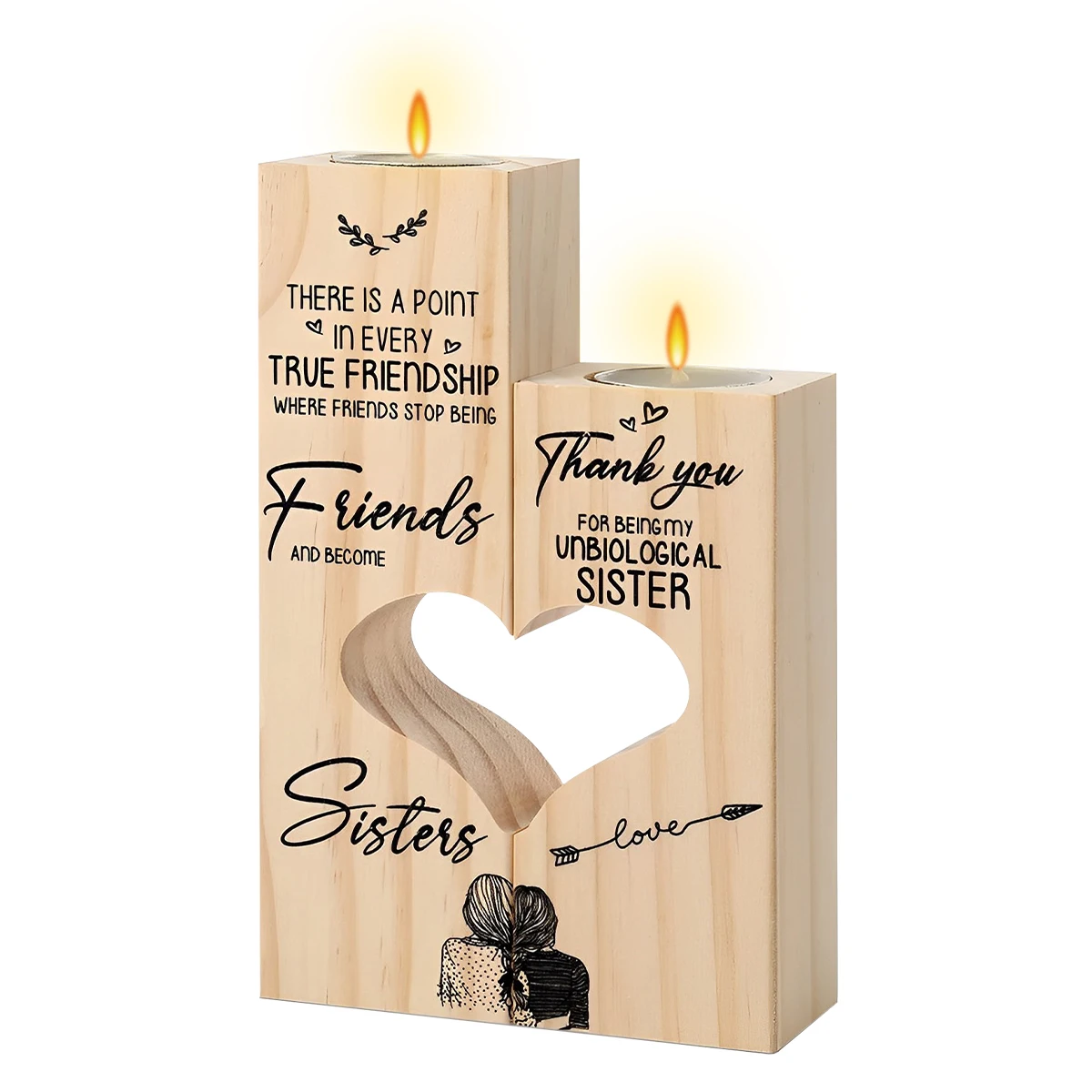 

2 шт., двусторонний деревянный подсвечник в форме сердца