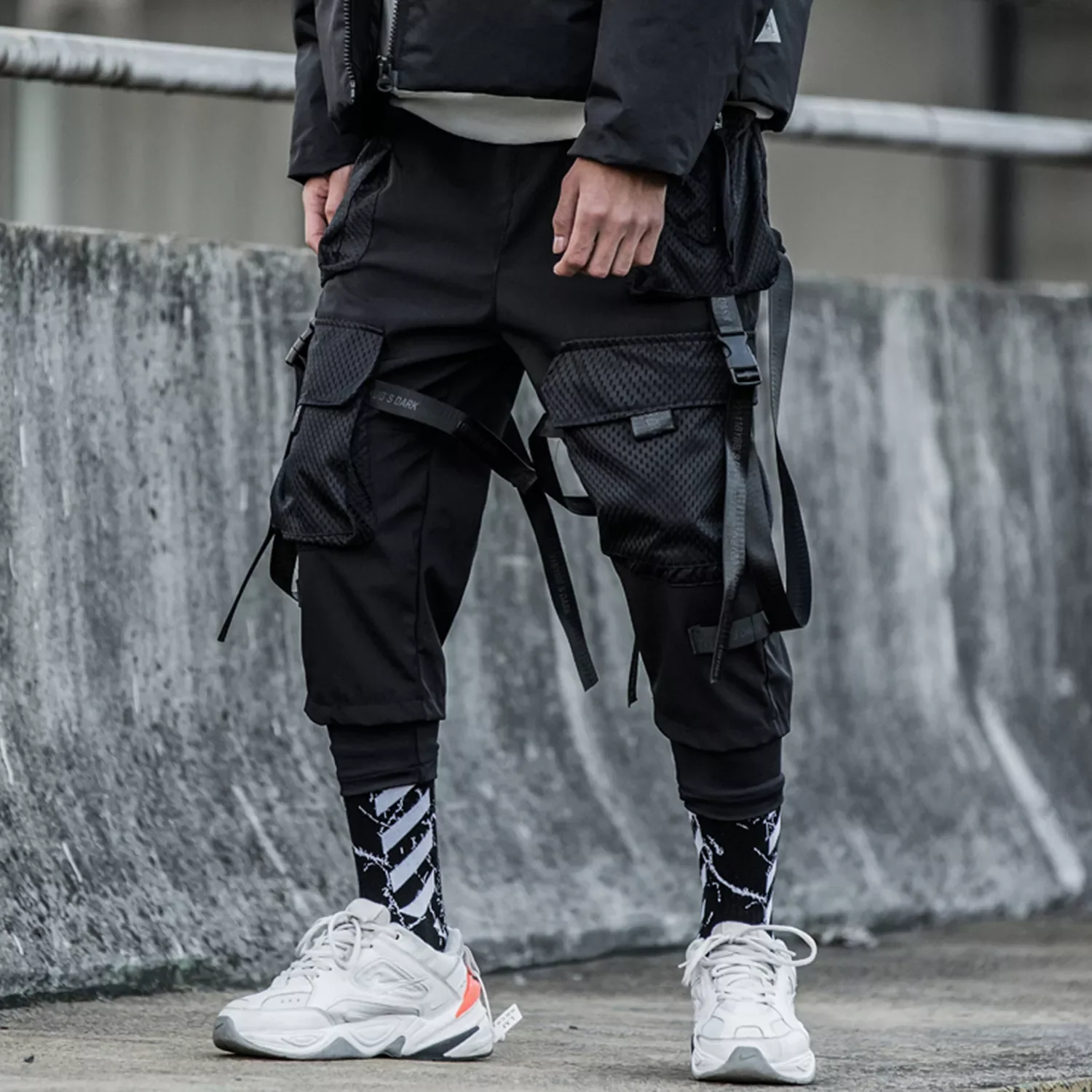 

11 BYBB'S DARK Ribbons Multi Pockets Cargo Pants Men Harajuku Casual Track Trouser Hip Hop Streetwear Techwear Pants Joggers Men