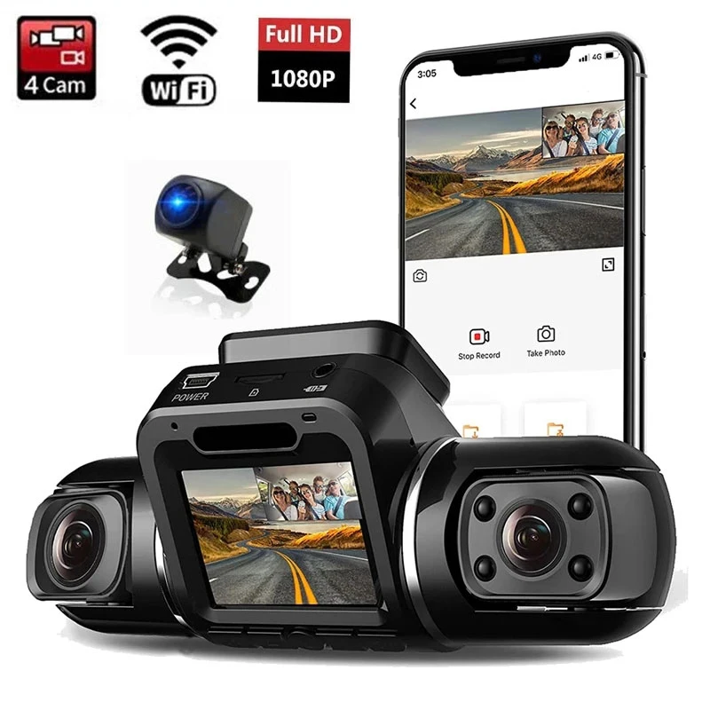 

4 Channel Dash Cam 1080P+1080P+1080P WiFi GPS Car DVR Dual Lens Infrared Light Night Vision 4Lens 330 Degree Dash Cam Car Camera