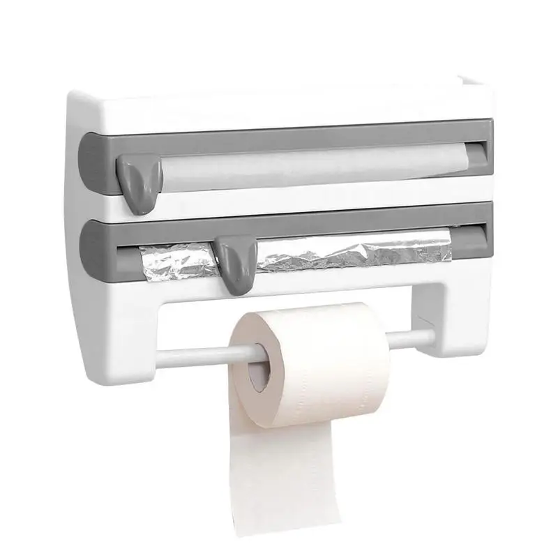

Wrap Dispenser Dispenser Cutter Dispenser Cutter Wall-Mount Aluminum Foil Dispenser With Paper Towel Holder For Kitchen