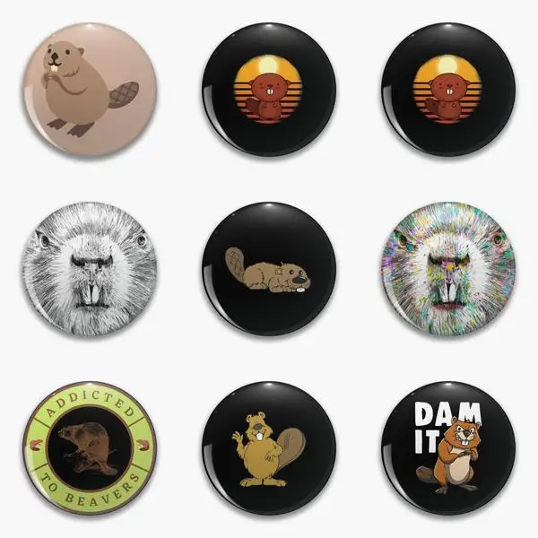 

Beaver Rodent Gift For Lovers Kids Soft Button Pin Customizable Creative Metal Cartoon Brooch Decor Clothes Lapel Pin Women